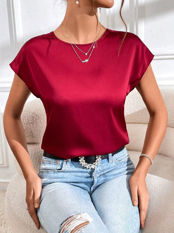 Twist Backless Chain Detail Batwing Sleeve Blouse