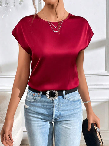 Twist Backless Chain Detail Batwing Sleeve Blouse