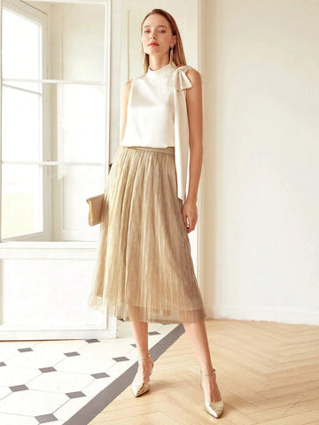 MOTF PREMIUM GLITTER TULLE MIDI SKIRT