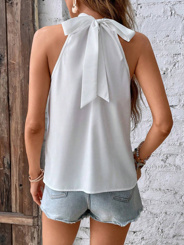 Floral Print Tie Back Halter Neck Blouse