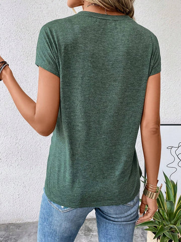 EMERY ROSE Twist Front Batwing Sleeve Asymmetrical Hem Tee