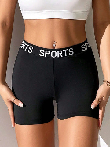 PETITE Letter Graphic Biker Shorts