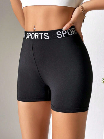 PETITE Letter Graphic Biker Shorts