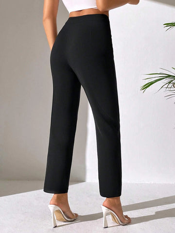 Solid High Waist Pants