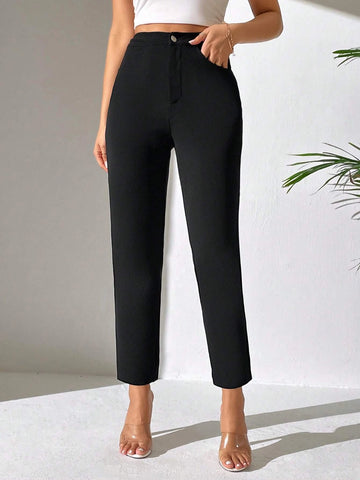 Solid High Waist Pants