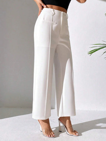 PETITE High Waist Seam Detail Wide Leg Pants