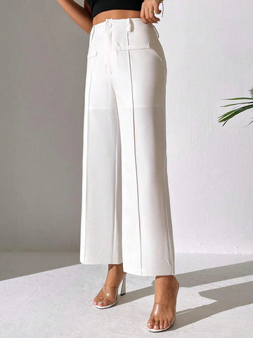 PETITE High Waist Seam Detail Wide Leg Pants