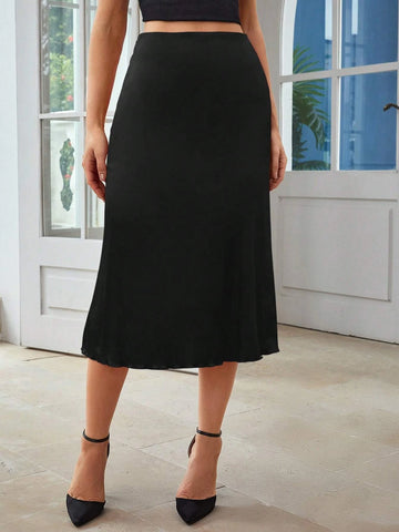 EMERY ROSE High Waist Solid Skirt