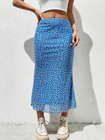 EZwear Solid Mesh Overlay Skirt