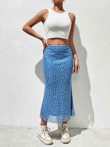 EZwear Solid Mesh Overlay Skirt