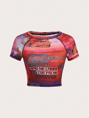 ICON Letter Graphic Raglan Sleeve Crop Tee