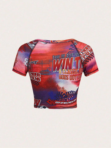 ICON Letter Graphic Raglan Sleeve Crop Tee