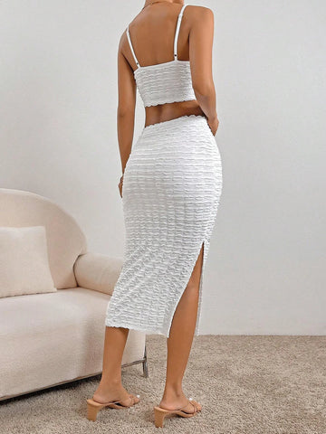 Solid Cami Top & Split Thigh Skirt
