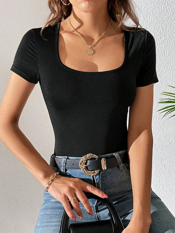 Solid Scoop Neck Tee Bodysuit