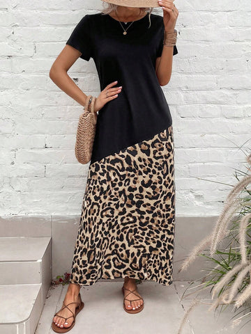 EMERY ROSE Leopard Print Tee Dress