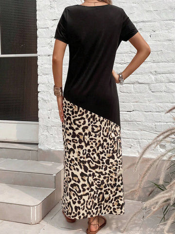EMERY ROSE Leopard Print Tee Dress