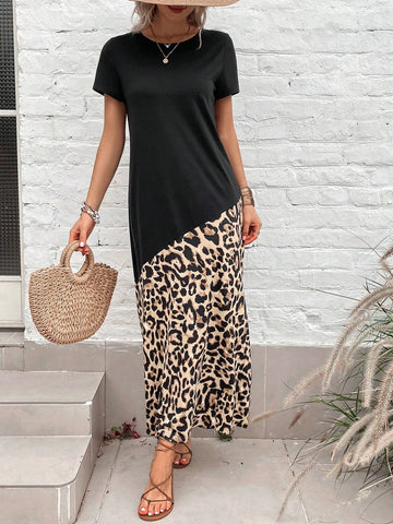 EMERY ROSE Leopard Print Tee Dress