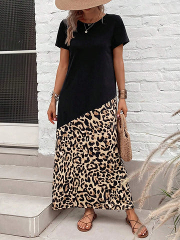 EMERY ROSE Leopard Print Tee Dress