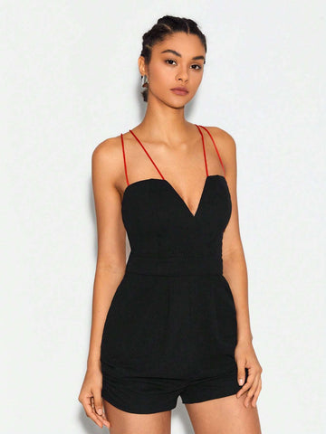 Criss Cross Backless Cami Romper