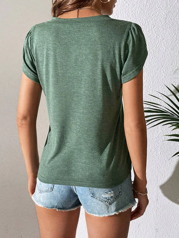 Tall Petal Sleeve V Neck Tee