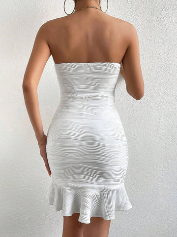 Ruffle Hem Tube Bodycon Dress