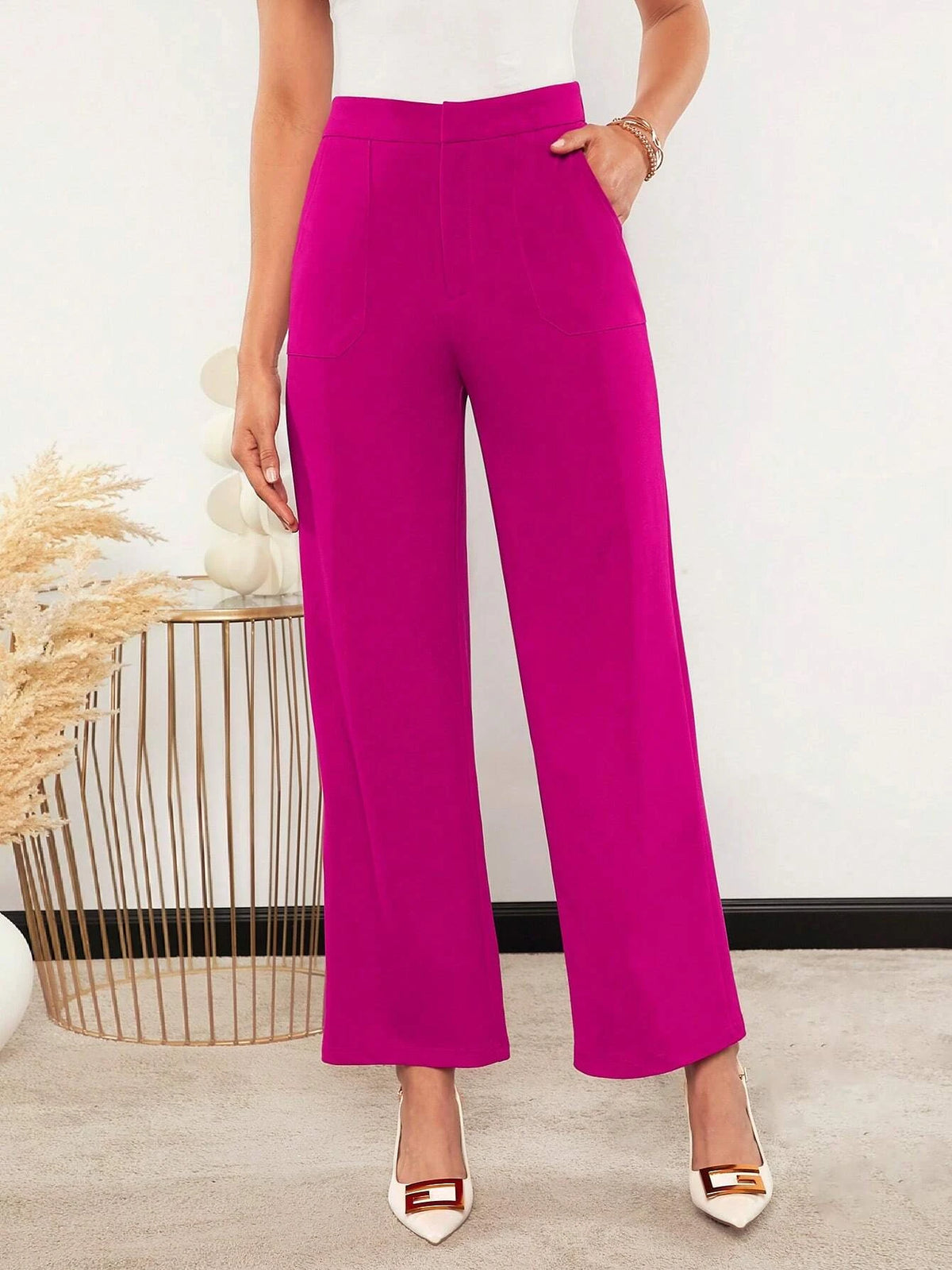 EMERY ROSE Solid Slant Pocket Pants Without Belt
