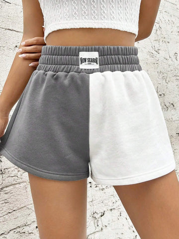 EZwear Two Tone Letter Patched Detail Shorts