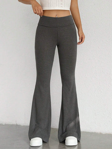 Solid Flare Leg Pants