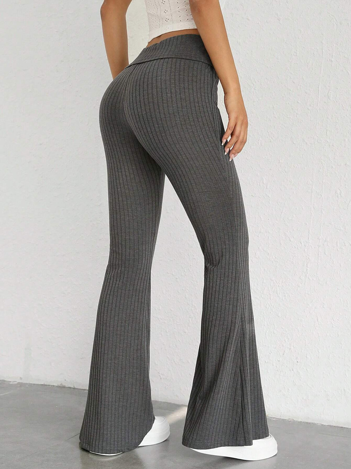 Solid Flare Leg Pants