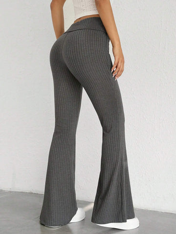 Solid Flare Leg Pants