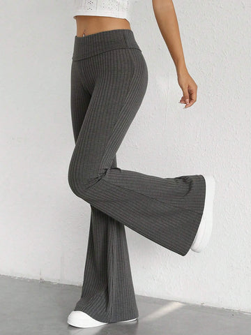 Solid Flare Leg Pants