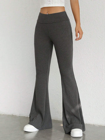 Solid Flare Leg Pants