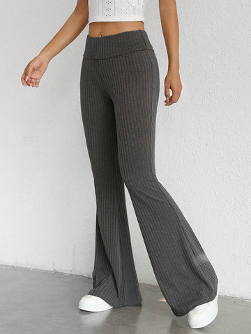 Solid Flare Leg Pants
