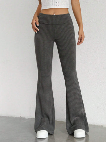 Solid Flare Leg Pants