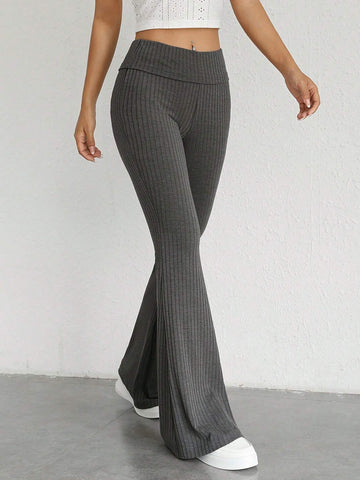 Solid Flare Leg Pants