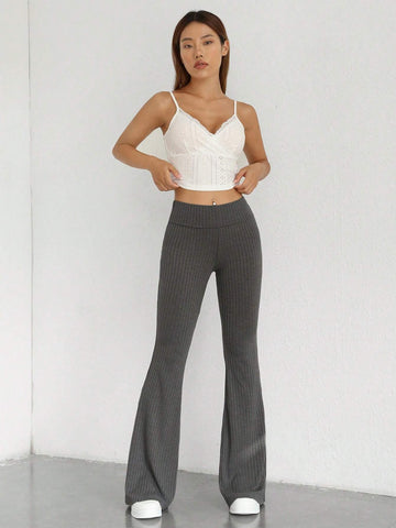 Solid Flare Leg Pants