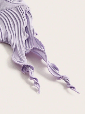 Twist Front Asymmetrical Hem Crop Tube Top & Bodycon Skirt