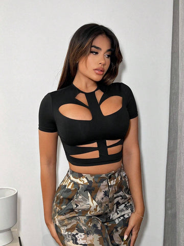 SXY Cut Out Front Crop Tee