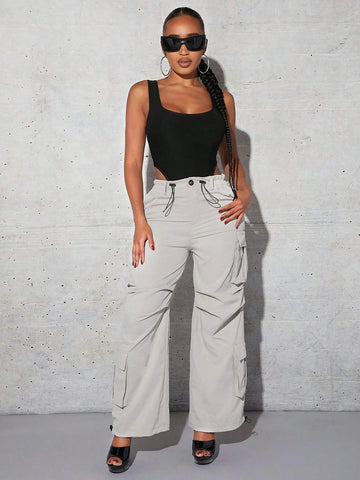Solid Cut Out Side Bodysuit
