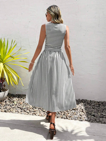 EMERY ROSE Striped Print Tank Top & Skirt