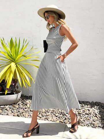 EMERY ROSE Striped Print Tank Top & Skirt