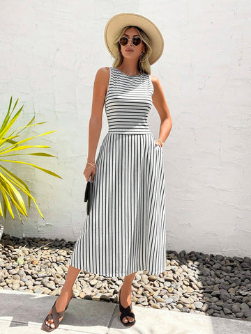 EMERY ROSE Striped Print Tank Top & Skirt