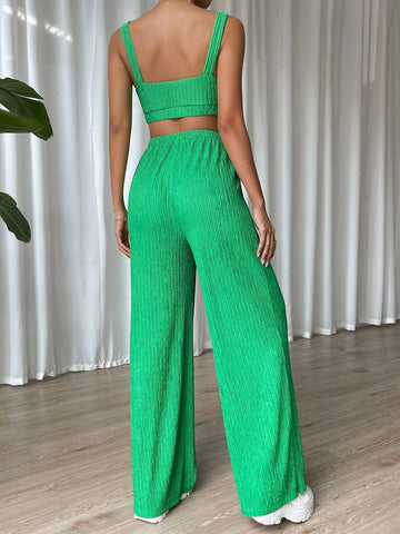 Solid Cami Top & Straight Leg Pants