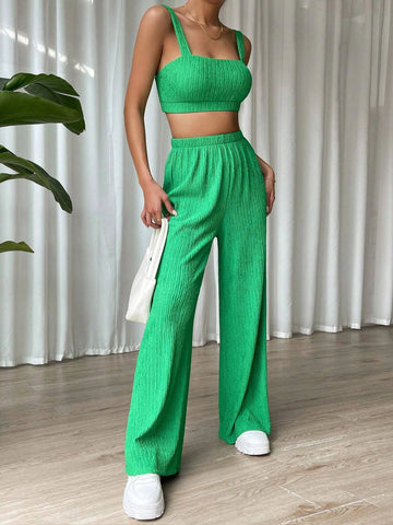 Solid Cami Top & Straight Leg Pants