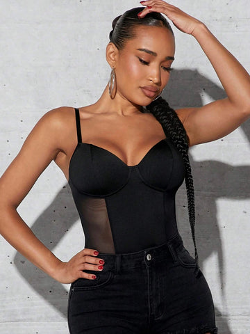 Solid Bustier Cami Bodysuit