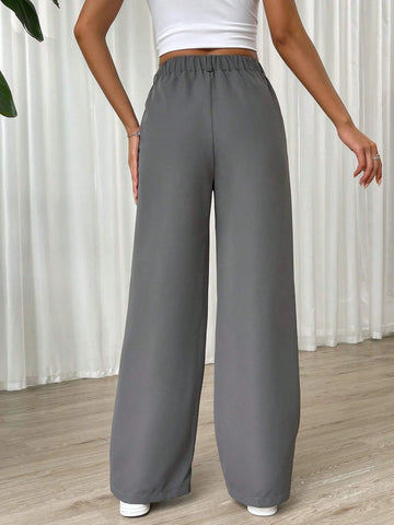 EZwear Solid Wide Leg Pants