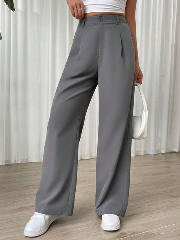 EZwear Solid Wide Leg Pants