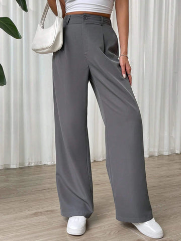 EZwear Solid Wide Leg Pants