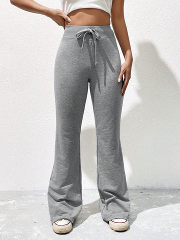 EZwear Drawstring Waist Flare Leg Sweatpants