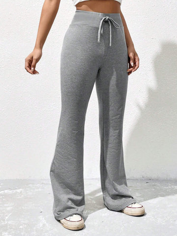 EZwear Drawstring Waist Flare Leg Sweatpants